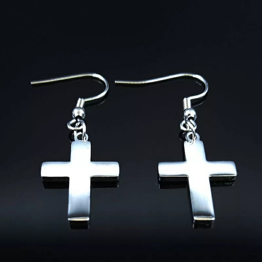 Silver Cross Stainless Steel Jewelry Set - Picture 2 of 4